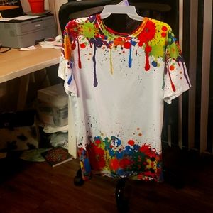 Multi colored splatter shirt